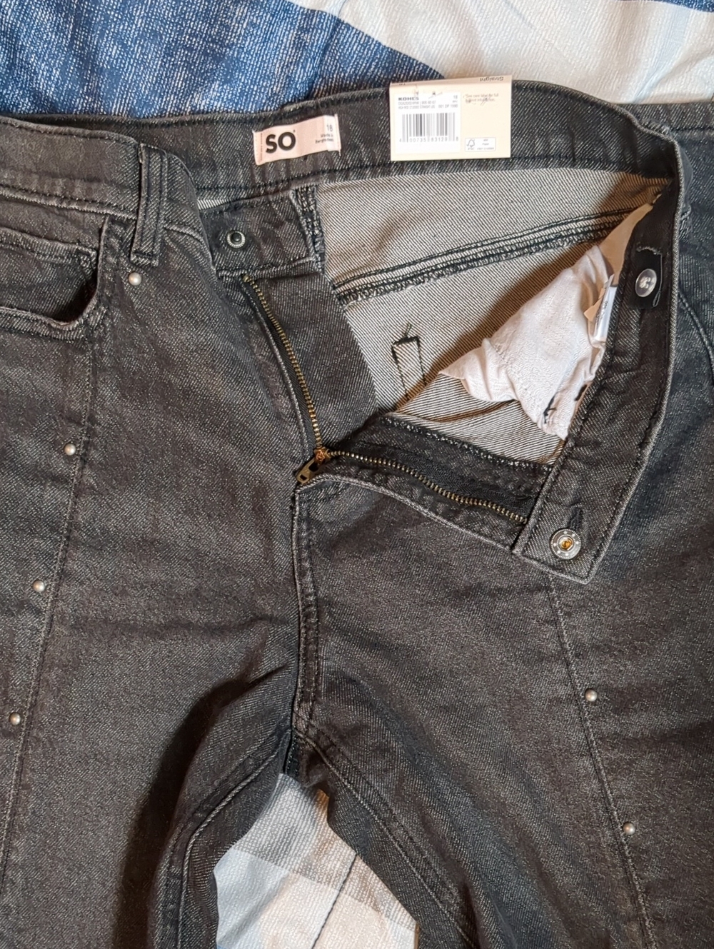 SO Girl's Black Straight Jeans with Stud Accents - Picture 7 of 16